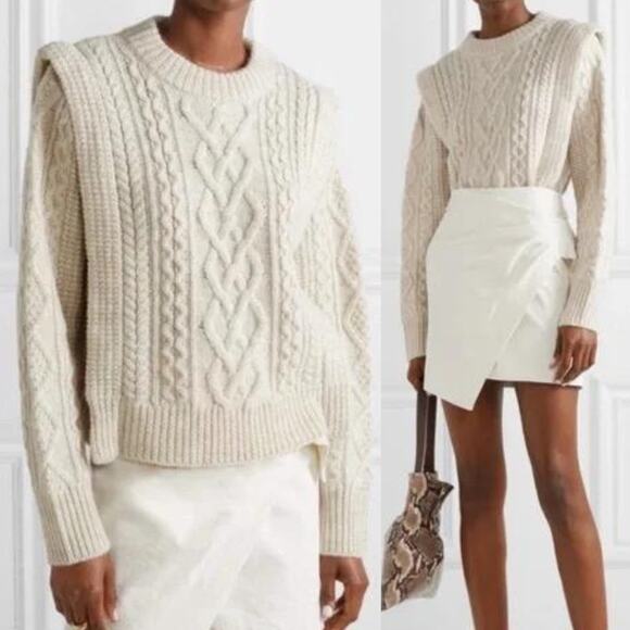 Isabel Marant Sweaters - Isabel Marant Etoile Tayle Cable Knit Wool Crew Pullover Sweater